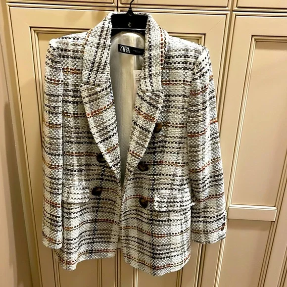 Veste Zara En Tweed Orange - Taille S - Neuf Sans étiquettes